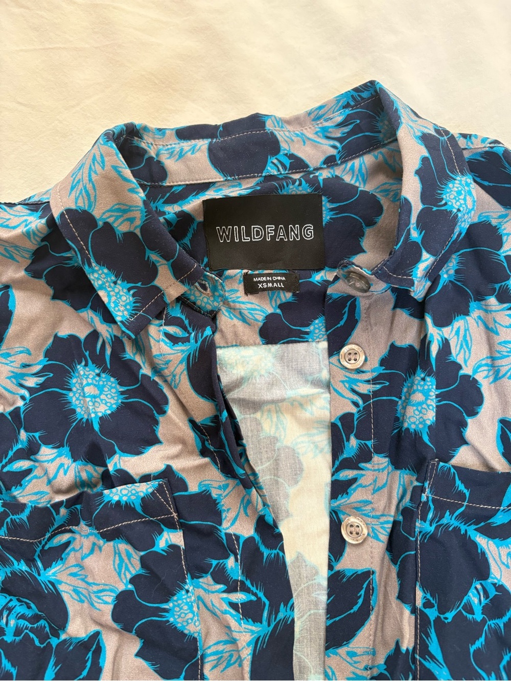 Wildfang Navy and Teal Floral Button-Down Shirt - Picture 2 of 3